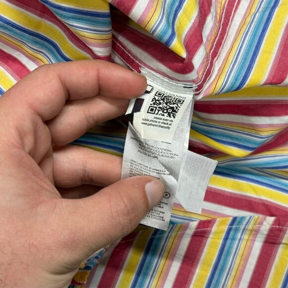 Galvanni Slim Fit Colorful Striped Button Down Shirt Medium - Picture 9 of 9
